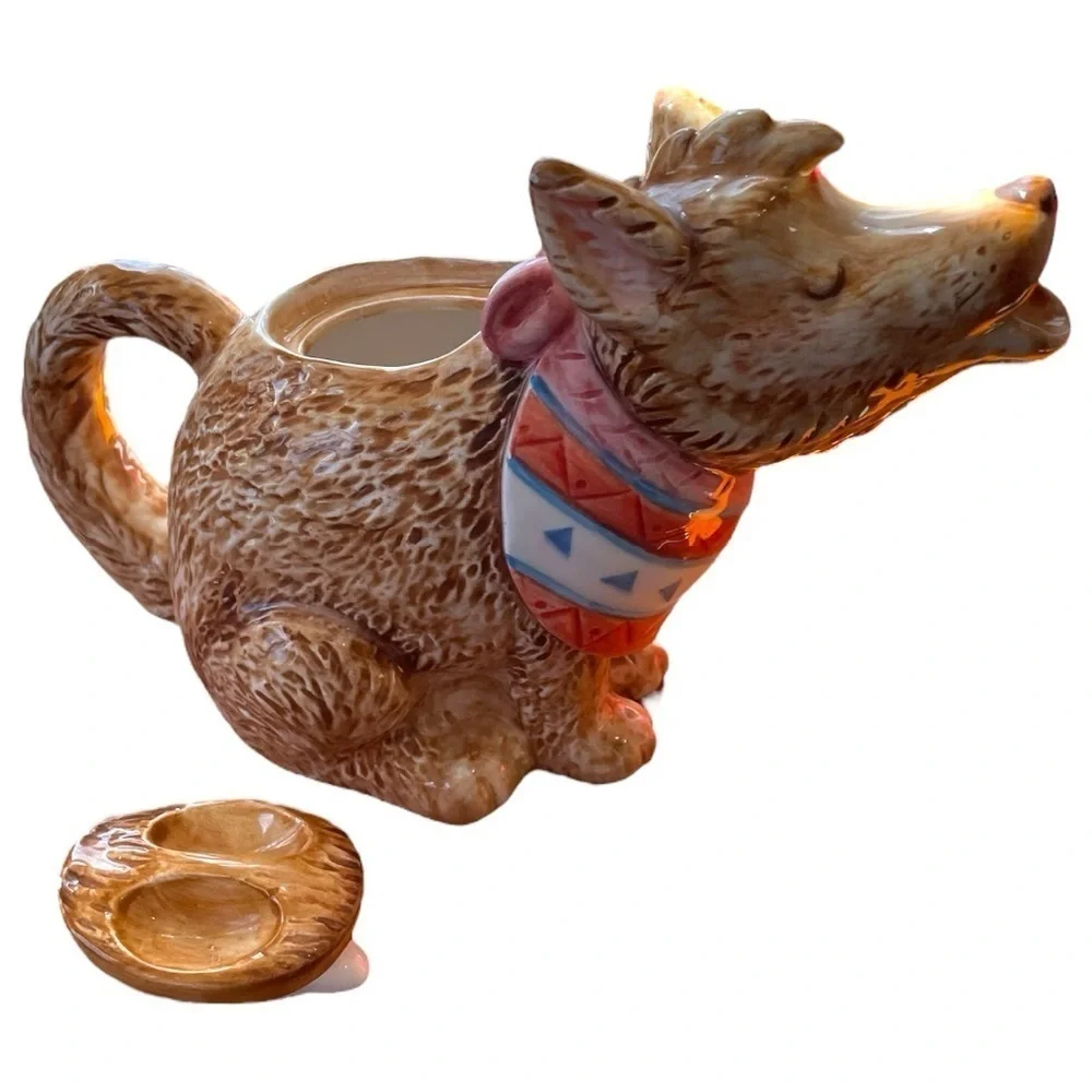 Otagiri howling coyote teapot, ceramic, adorable southwestern design